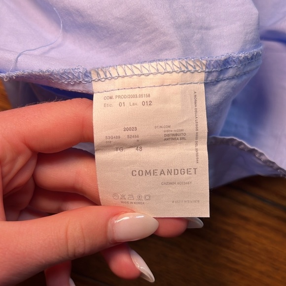 COMEANDGET Purple Old Money Coastal Puffed Sleeves Girly Blouse A11 - Picture 2 of 3